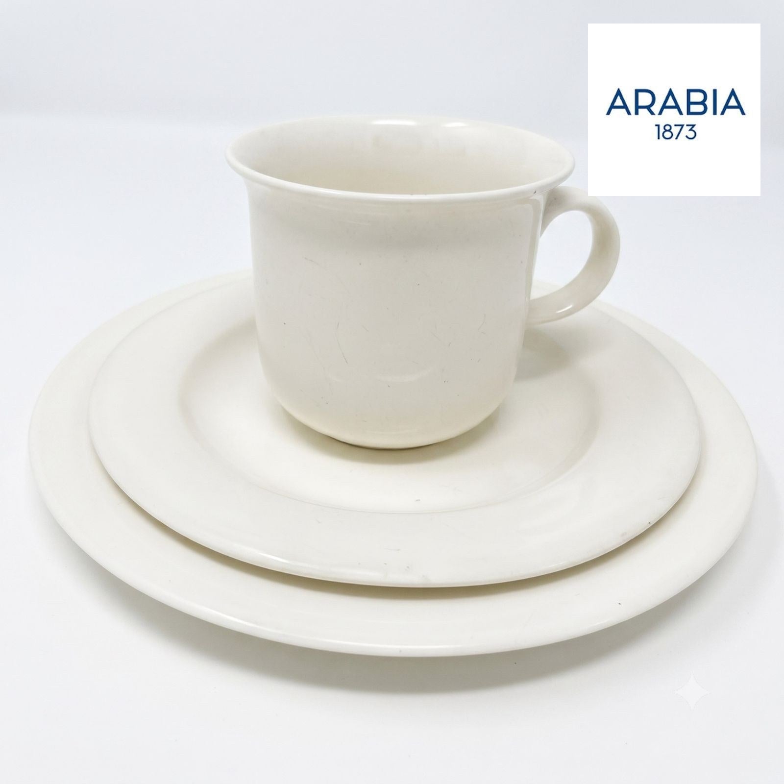 ARABIA Arctica アルクティカ ヴィンテージ トリオ 3点セット カップ ソーサー プレート 北欧 フィンランド