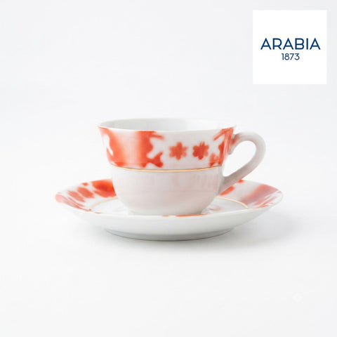 ARABIA ヴィンテージ カップ＆ソーサー 赤花柄 金彩