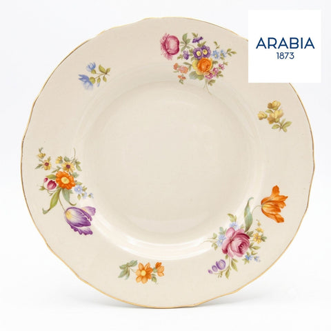 ARABIA Kesäkukka ヴィンテージ プレート 約23.5cm 花柄 金彩