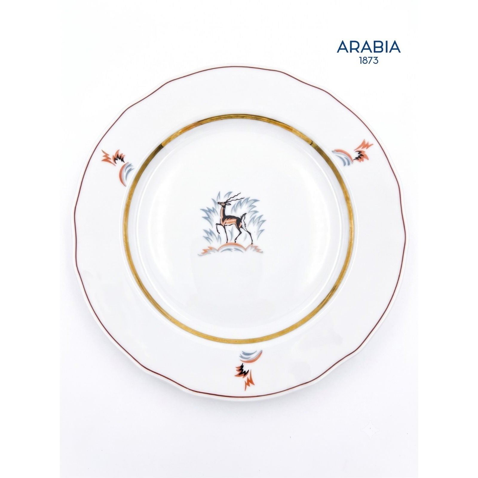 ARABIA ヴィンテージ プレート ガゼル柄 金彩 17cm