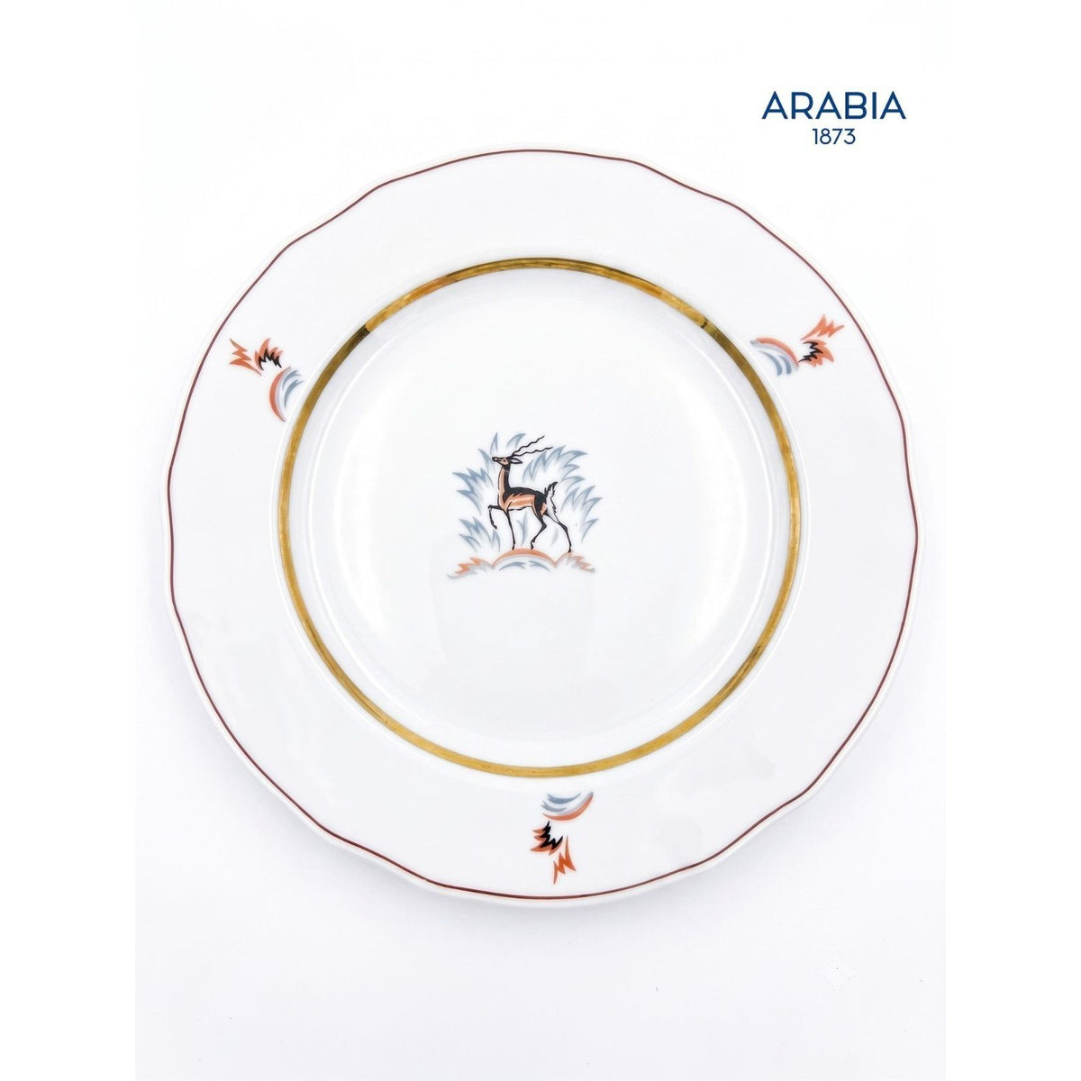 ARABIA ヴィンテージ プレート ガゼル柄 金彩 17cm