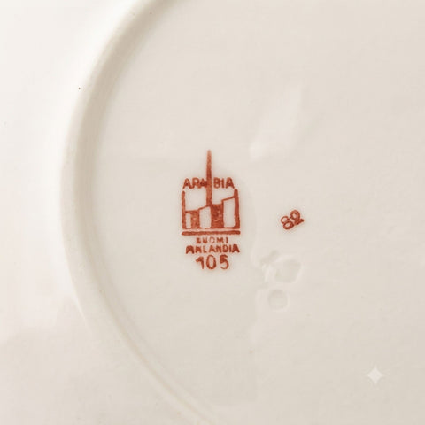 ARABIA ヴィンテージ 花柄 プレート 約17cm 金彩 フィンランド 1940年代