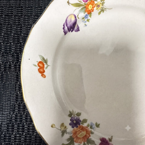 ARABIA ヴィンテージ 花柄 プレート 約17cm 金彩 フィンランド 1950-60年代