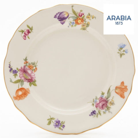 ARABIA ヴィンテージ 花柄 プレート 約17cm 金彩 フィンランド 1940年代