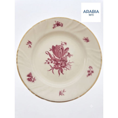 ARABIA DKモデル 紫花柄 プレート 約20cm 金彩