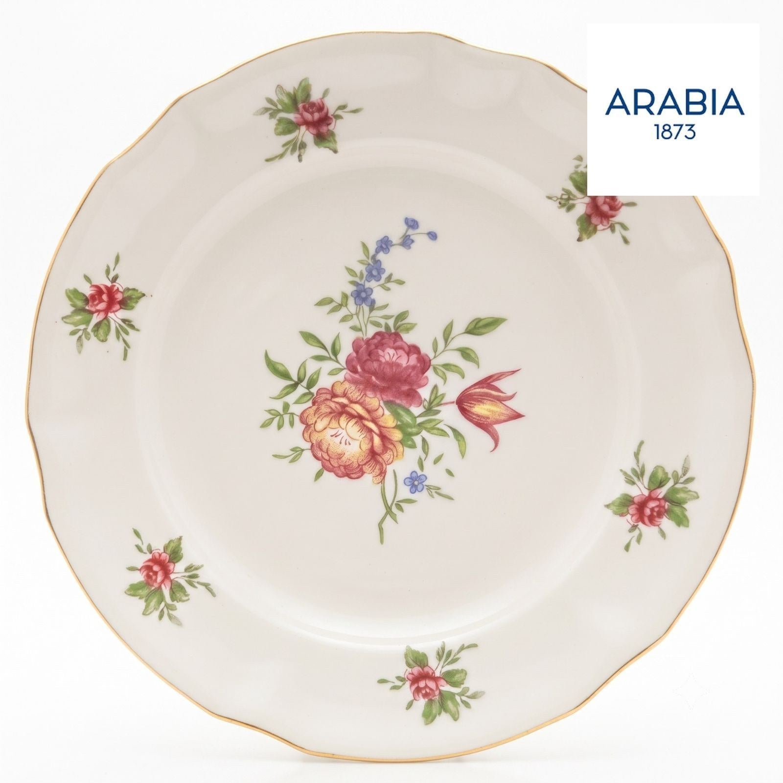 ARABIA Kesäkukka ヴィンテージ プレート 約20cm 金彩