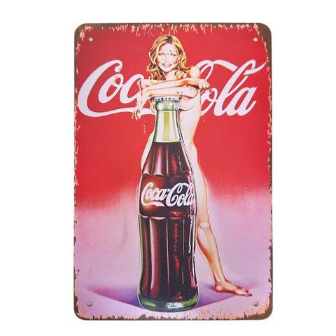 レトロ ブリキ看板 コカ・コーラ WOMAN 20×30cm