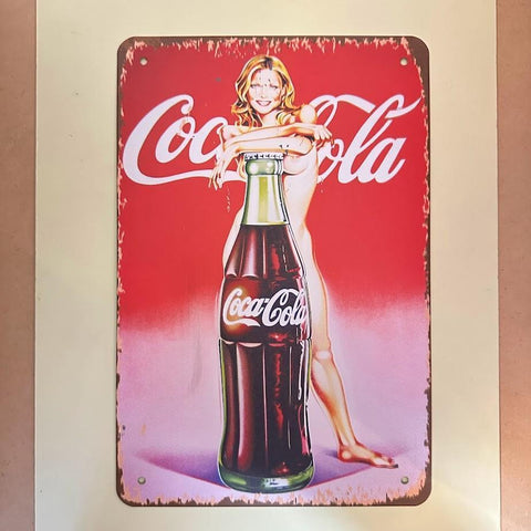 レトロ ブリキ看板 コカ・コーラ WOMAN 20×30cm