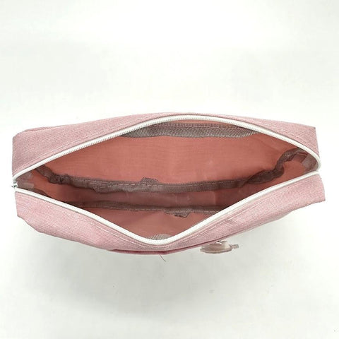 バッチ付き かわいいペンケース ピンク 22.5cm
