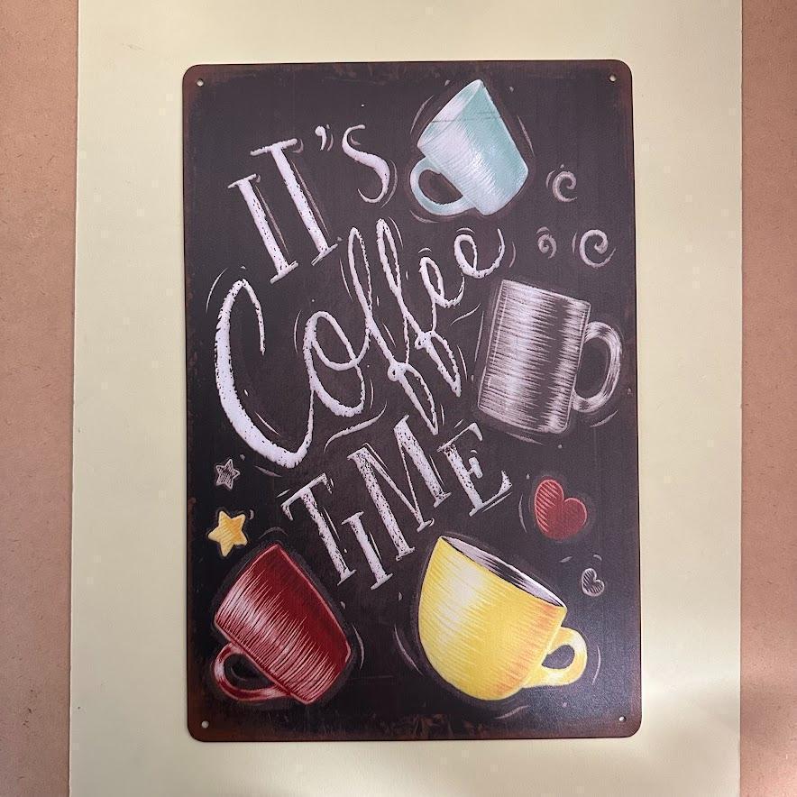 レトロ ブリキ看板 コーヒータイム 20×30cm