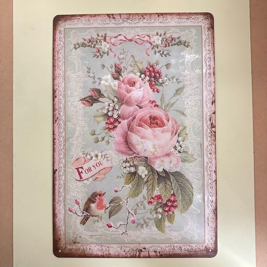 レトロ ブリキ看板 Flower 20×30cm