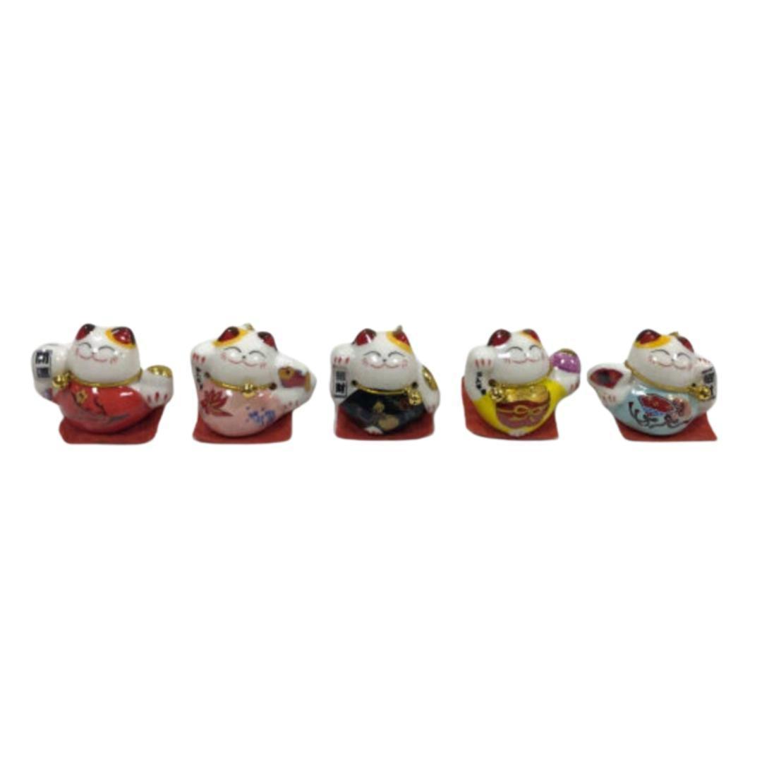 陶器招き猫5個セット 6×4.5×3.8cm