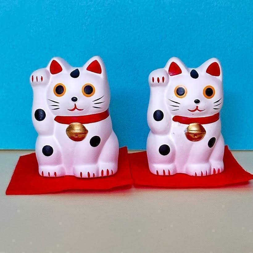 陶器招き猫 小 2個セット 5cm