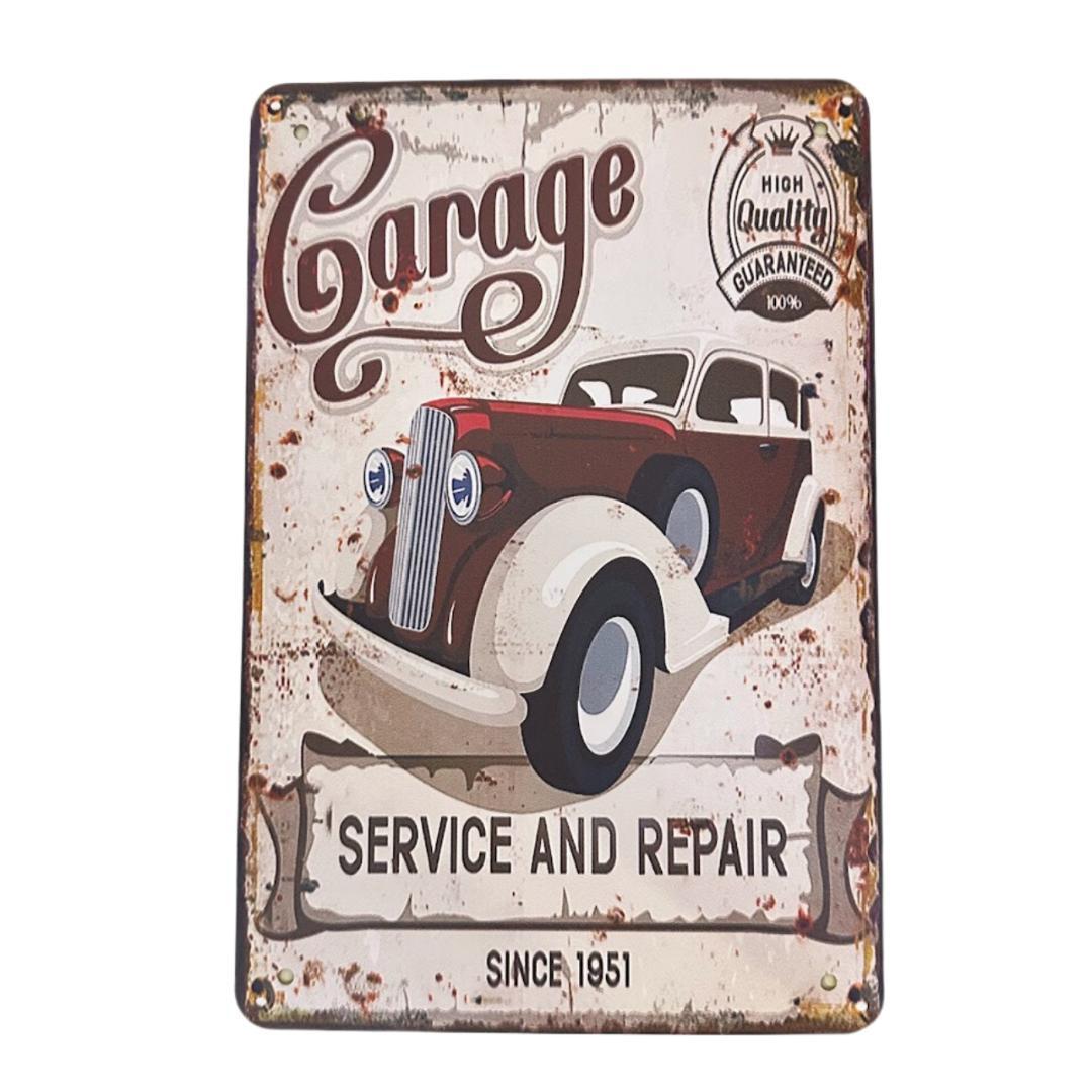 レトロ ブリキ看板 GARAGE Car 20×30cm