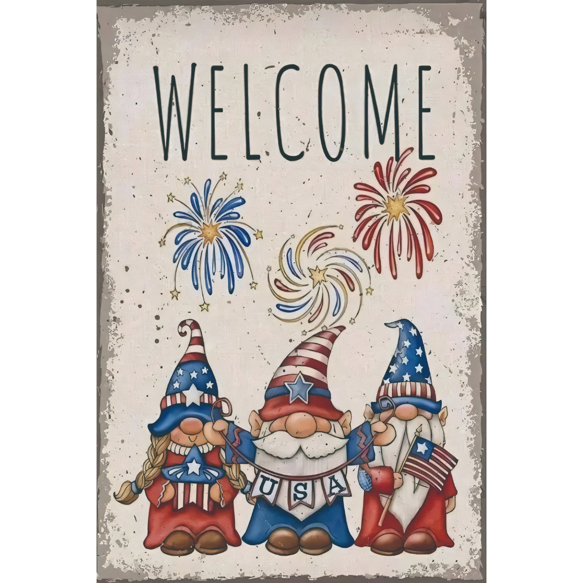 WELCOME USA ノーム 花火 アメリカン カントリーデザイン ブリキ看板