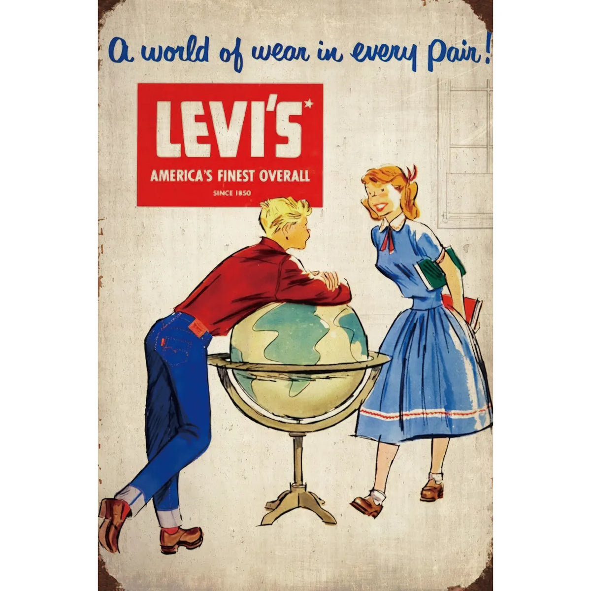 リーバイス Levi’s デニム ジーンズ レトロ アメリカン ビンテージ ブリキ看板 インテリア 雑貨