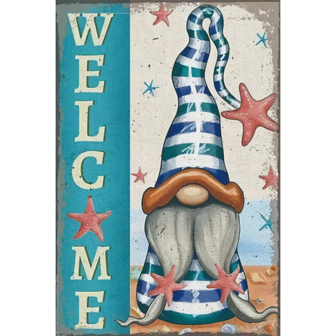 WELCOME ノーム 貝殻 ヒトデ 海辺 マリンデザイン ブリキ看板