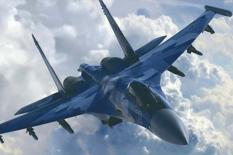 ジェット戦闘機 スカイブルー 航空ミリタリー アートポスター ブリキ看板