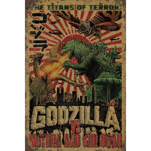 ゴジラ モスラ キングギドラ GODZILLA ブリキ看板 レトロ 映画 ポスター インテリア 雑貨
