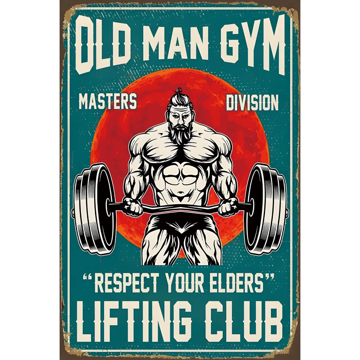 ジム 筋トレ OLD MAN GYM 筋肉 バーベル トレーニング ブリキ看板 レトロ インテリア 雑貨
