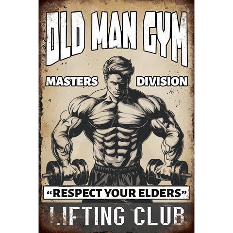 OLD MAN GYM ブリキ看板 筋トレ トレーニング ジム レトロ インテリア 雑貨