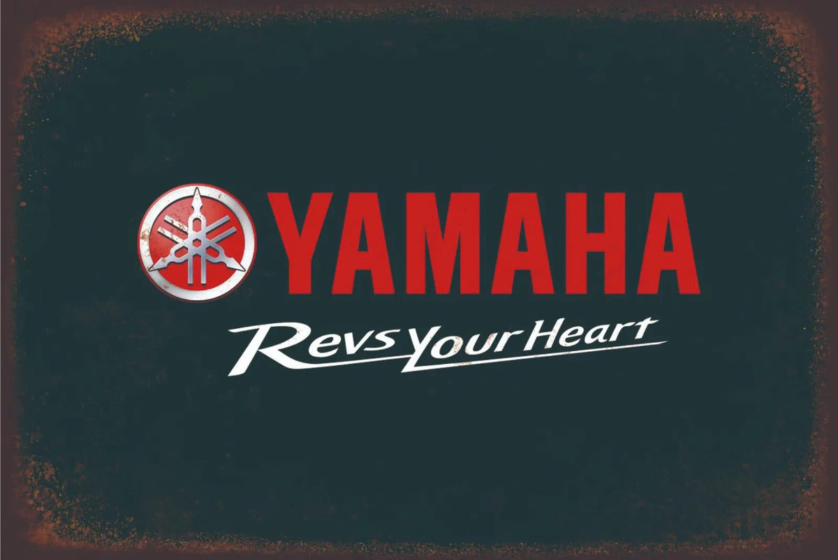 YAMAHA ヤマハ ロゴ Revs Your Heart バイク オートバイ ブリキ看板 レトロ ビンテージ インテリア