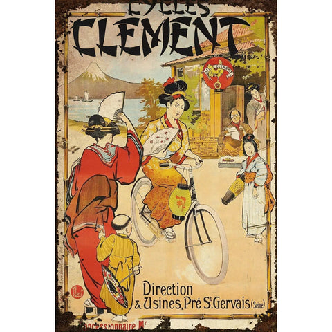 ブリキ看板 自転車 着物 美人画 レトロ ビンテージ インテリア