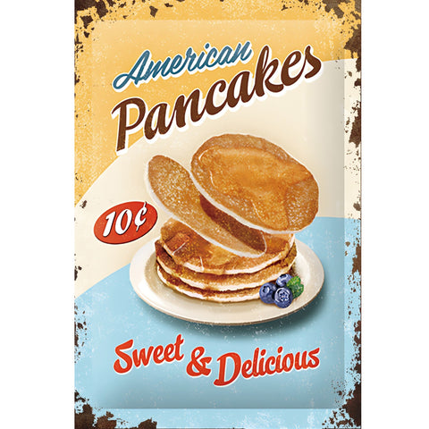 アメリカン パンケーキ カフェ風 レトロポスター スイーツ アート ブリキ看板