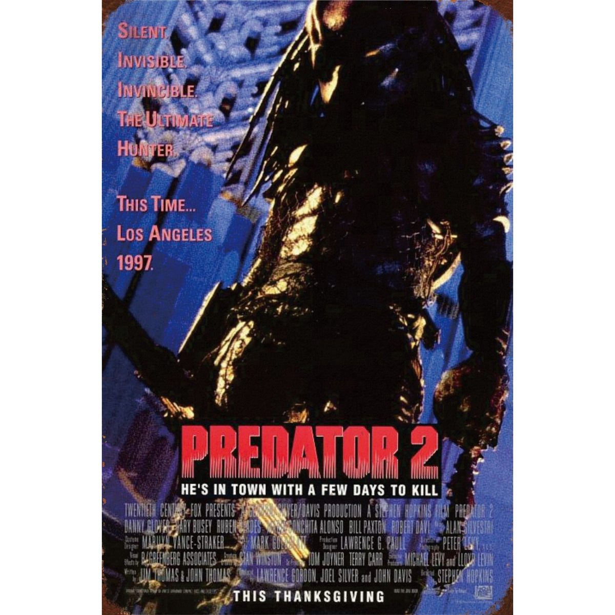 プレデター2 PREDATOR 映画ポスター SF アクション ヴィンテージ アート ブリキ看板