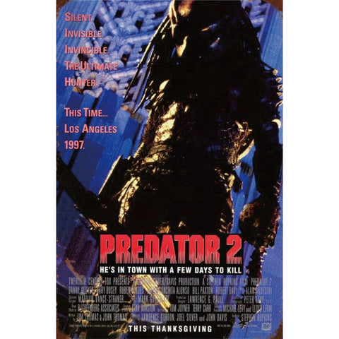 プレデター2 PREDATOR 映画ポスター SF アクション ヴィンテージ アート ブリキ看板